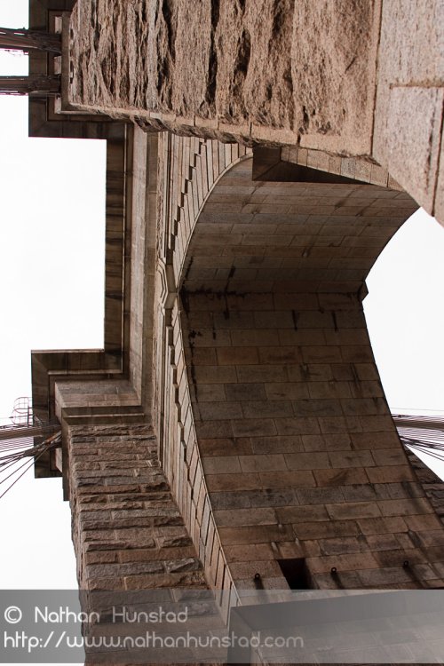 One of the towers of the Brooklyn Bridge